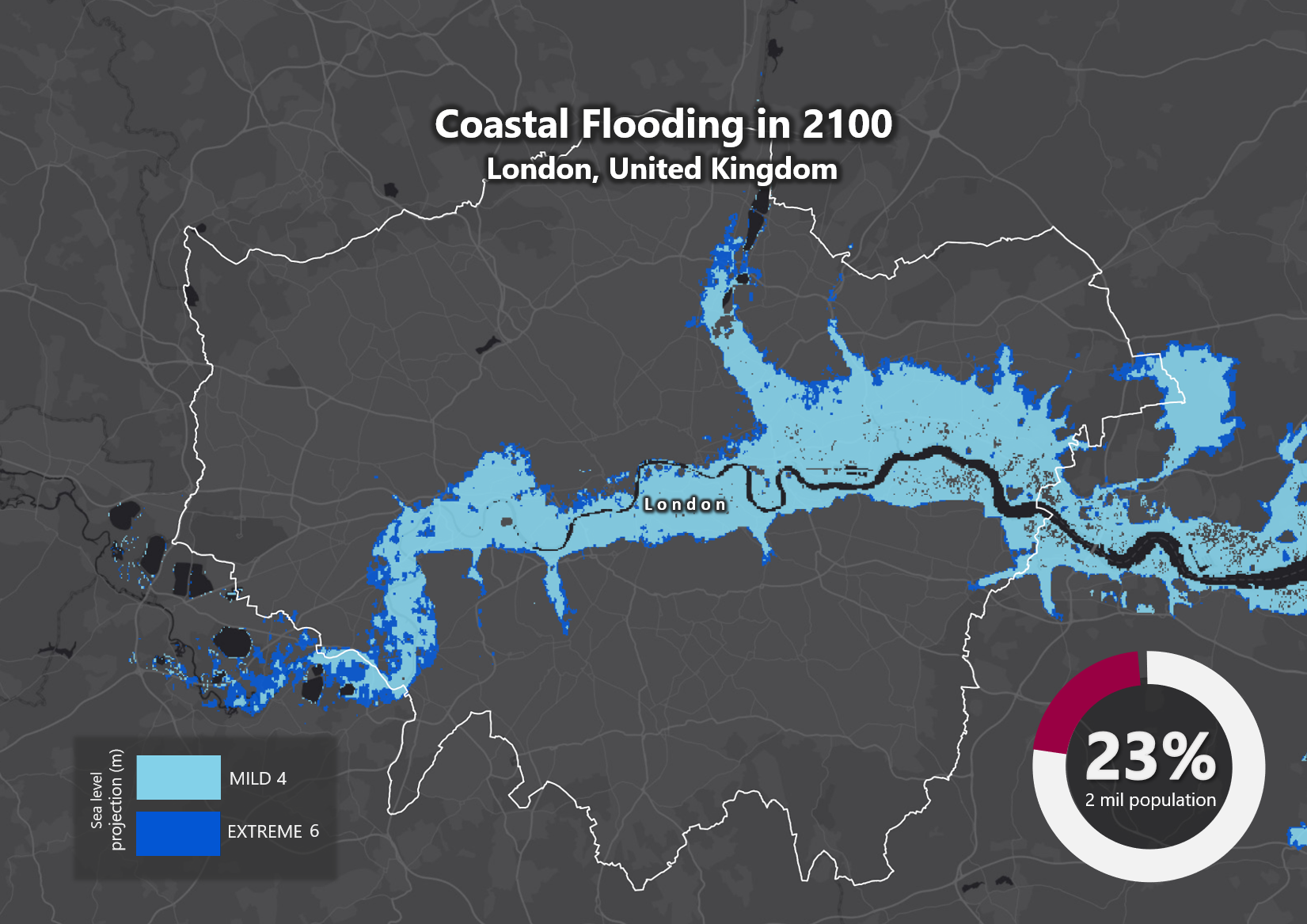 Sea Level Rise by 2100 London Past Present Future