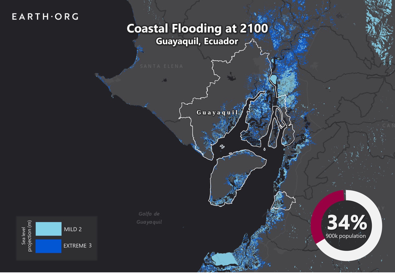 Sea Level Rise by 2100 - Guayaquil | Earth.Org - Past | Present | Future