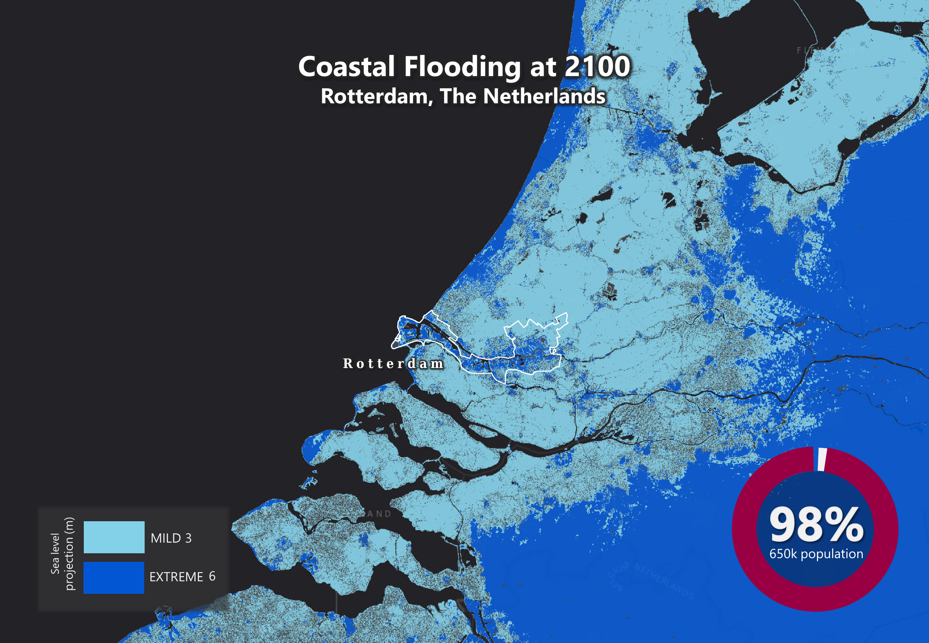 Sea Level Projection Map - Rotterdam | Earth.Org