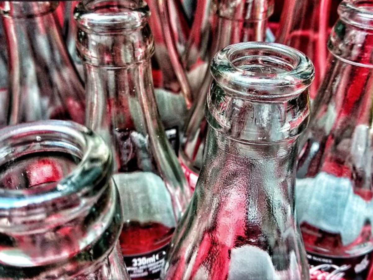 broken glass soda bottles