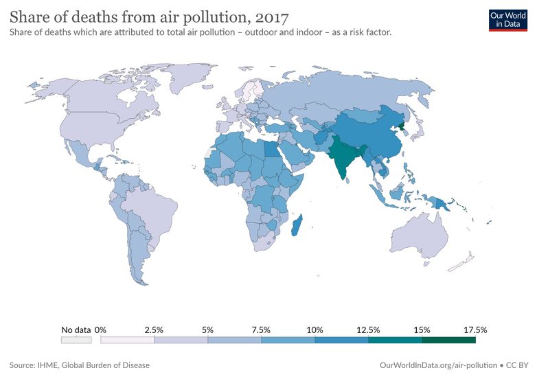 share of deaths from air pollution