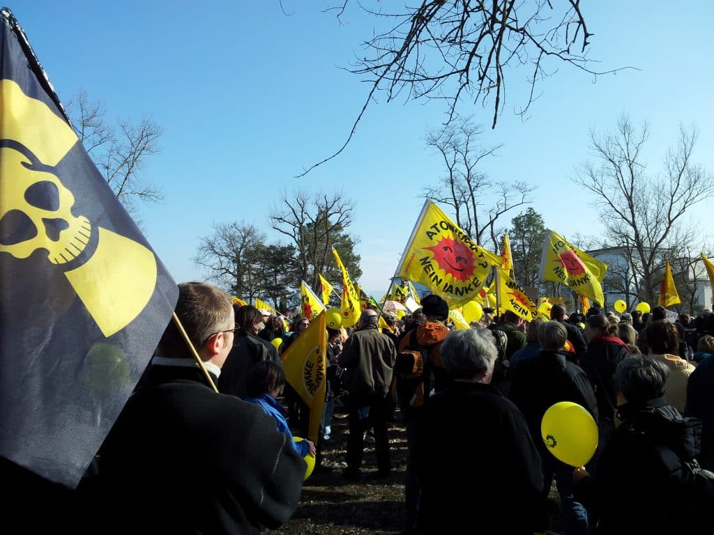 Protest against the french nuclear power plant Fessenheim one year after the accident in Fukushima. Wikimedia Commons
