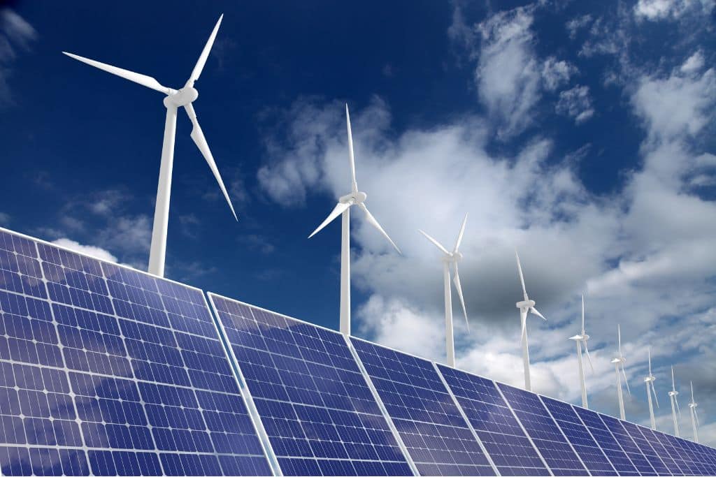 renewable energy; solar panels; wind turbines