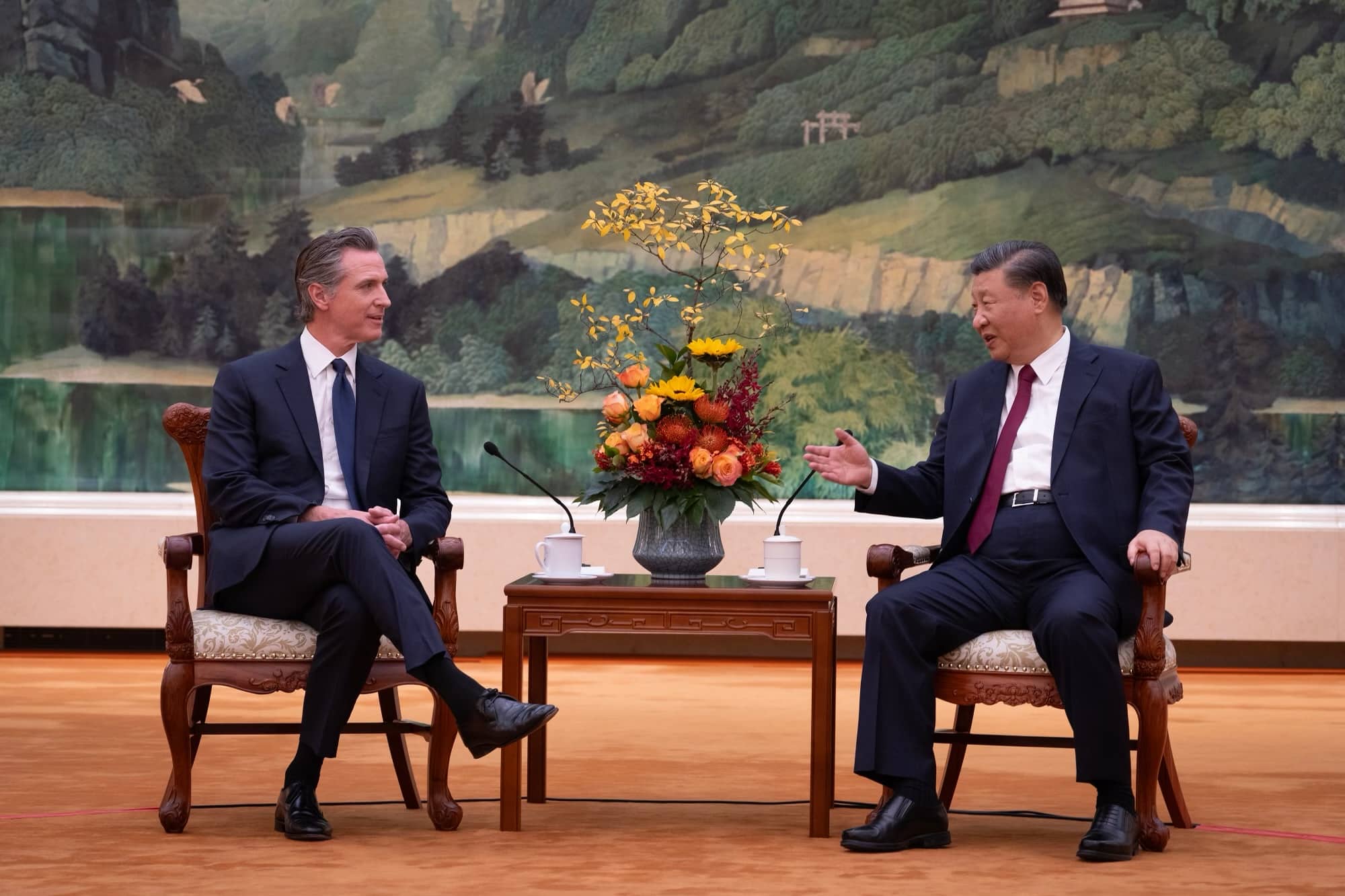 California Governor Gavin Newsom and Chinese President Xi Jinping in october 2023. Photo: Office of Governor Gavin Newsom