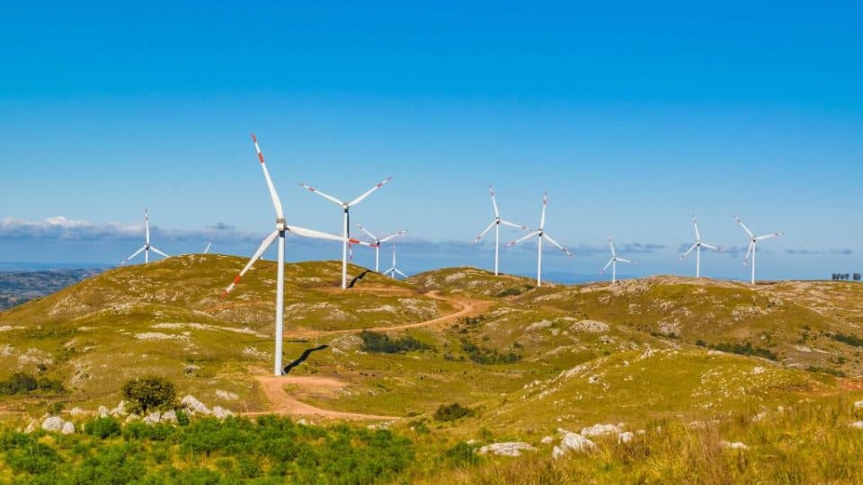 Uruguay runs almost entirely on renewables; wind farm in Uruguay