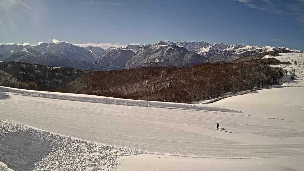 Le Chioula sector (alt. 1,600 m) at the Espace Nordique des Vallées d'Ax ski resort (France). 25th January 2023