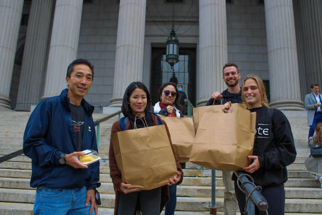 Volunteers of food rescue group Rescuing Leftover Cuisine redistributing food waste to shelters and other groups in need of a meal.