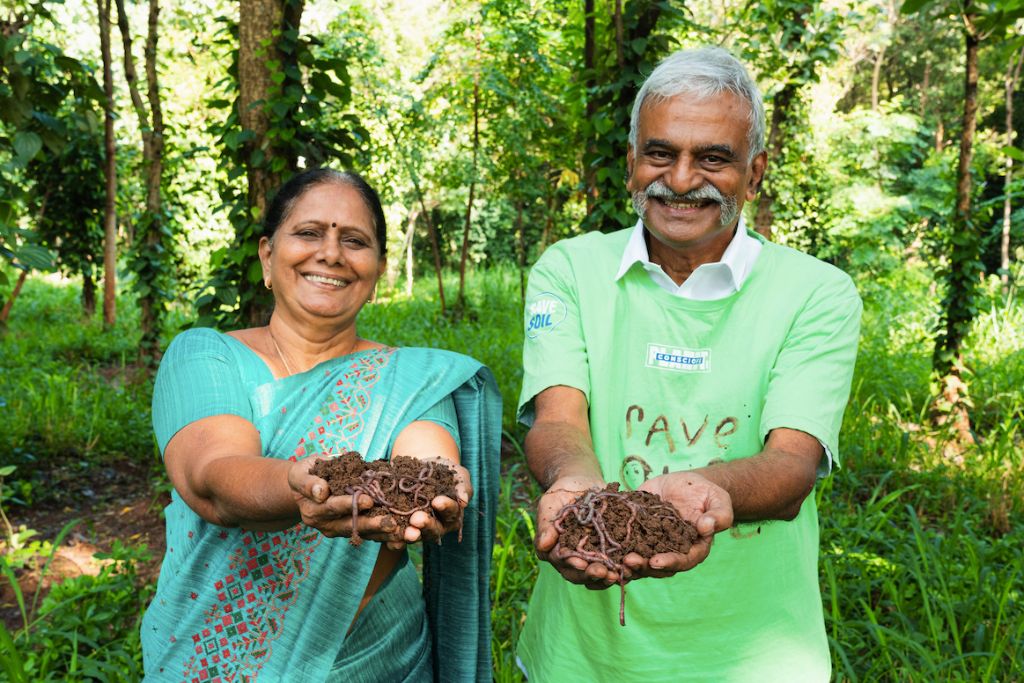 Dr. Manickaraj T M and Nagarathnam, from Marutha Vanam and Seetha Vanam Farms in Thondamuthur, Tamil Nadu, India