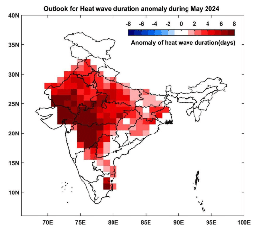 Heatwave days projections in India for May 2024