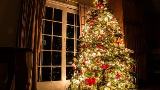 A Christmas tree in a home.