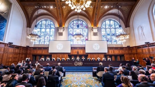 Reading of the ICJ Advisory Opinion on the obligations of States in respect of climate change at the Peace Palace in the Hague on July 23, 2025.