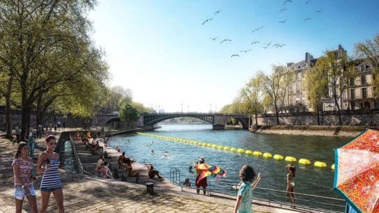One of three designated areas for public swimming in the River Seine in Paris, France.