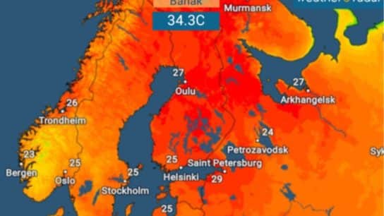 Heatwave affecting Norway, Sweden and Finland in July 2025.