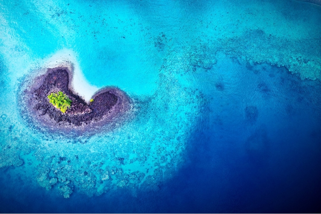 Aerial view of bleaching in Mayotte.