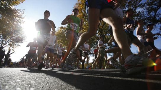 Nearly 21,000 runners crossed the start line of the Marine Corps Marathon.