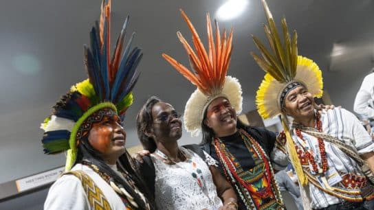 Indigenous people at COP30 in Belém, Brazil.
