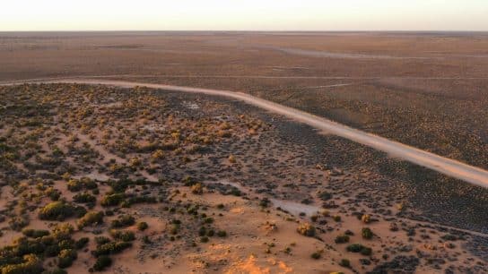 Aerial photo of the Australian Outback in January 2026; Australia heatwave.