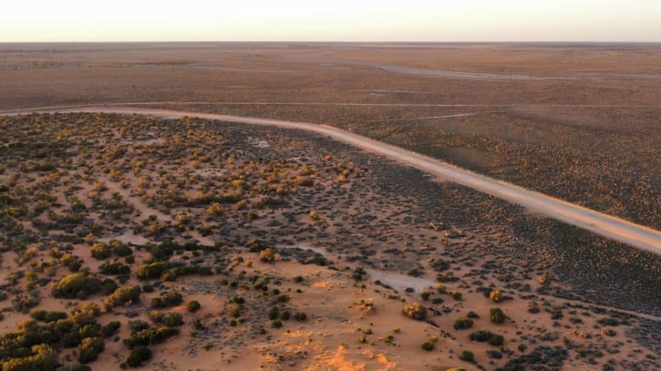 Aerial photo of the Australian Outback in January 2026; Australia heatwave.