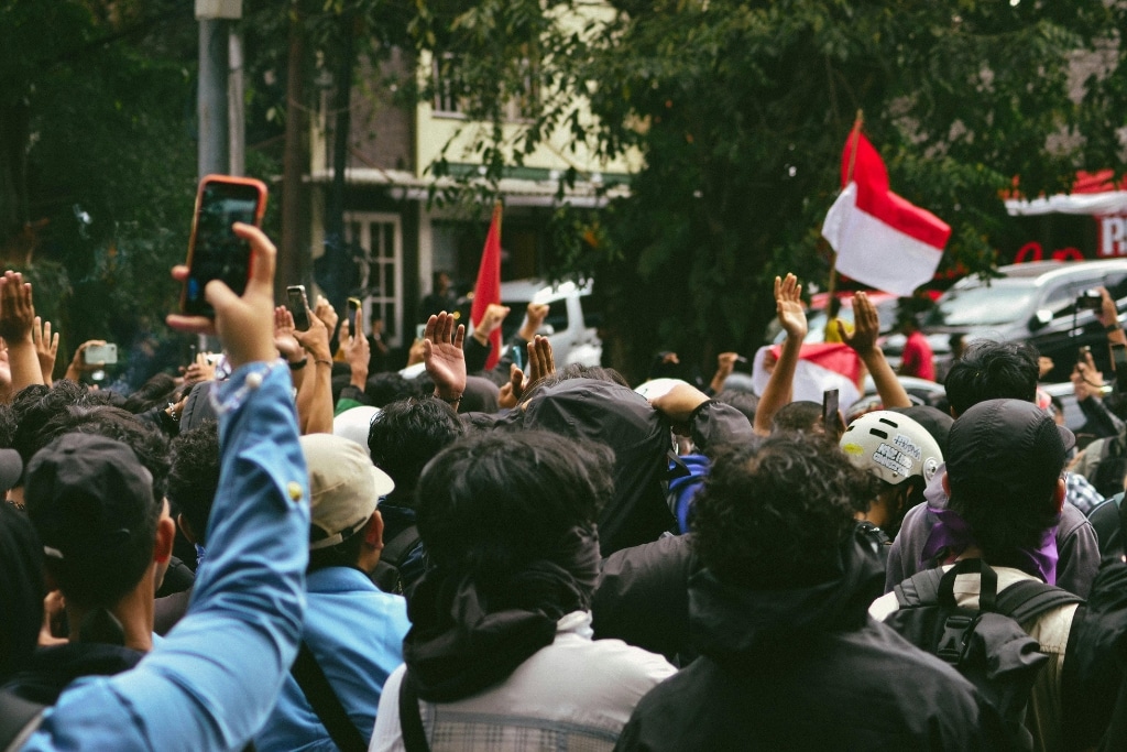 Protesters in Bandung City, Indonesia.