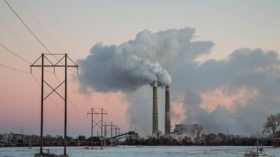 The Sherburne County Generating Station, a large coal-fired power plant on the banks of the Mississippi River in Becker, Minnesota.