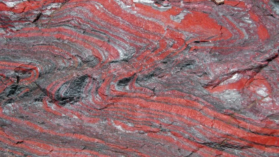 Jaspilite banded iron formation.