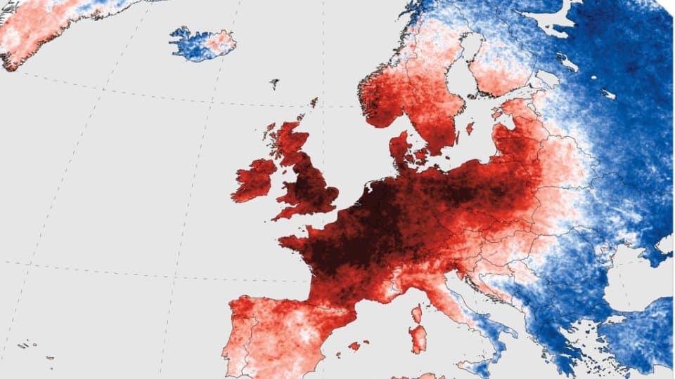 Climate change-induced heatwave affects much of Europe.
