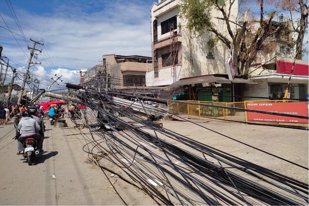 Destruction from Super Typhoon Rai on Mactan island, Philippines, in 2021.
