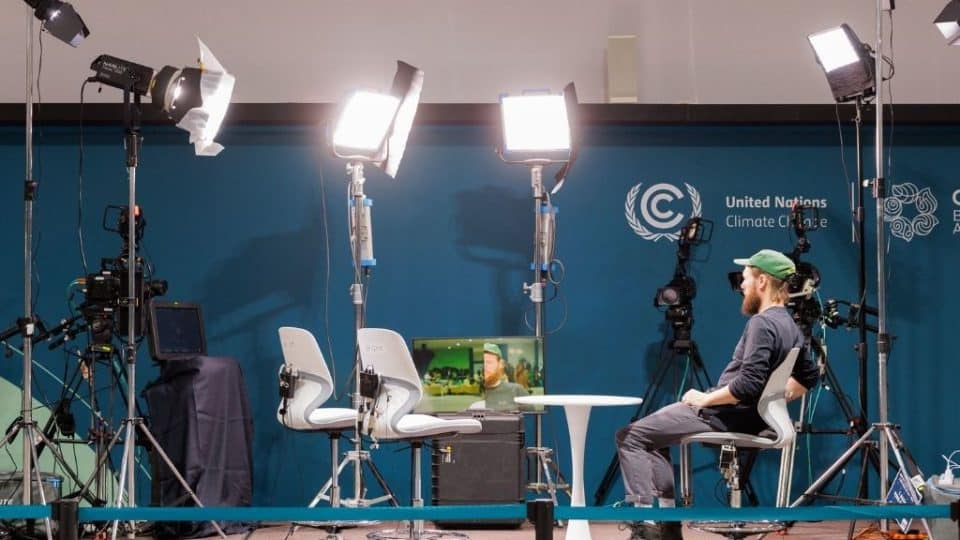 Media area at COp29 in Baku, Azerbaijan.