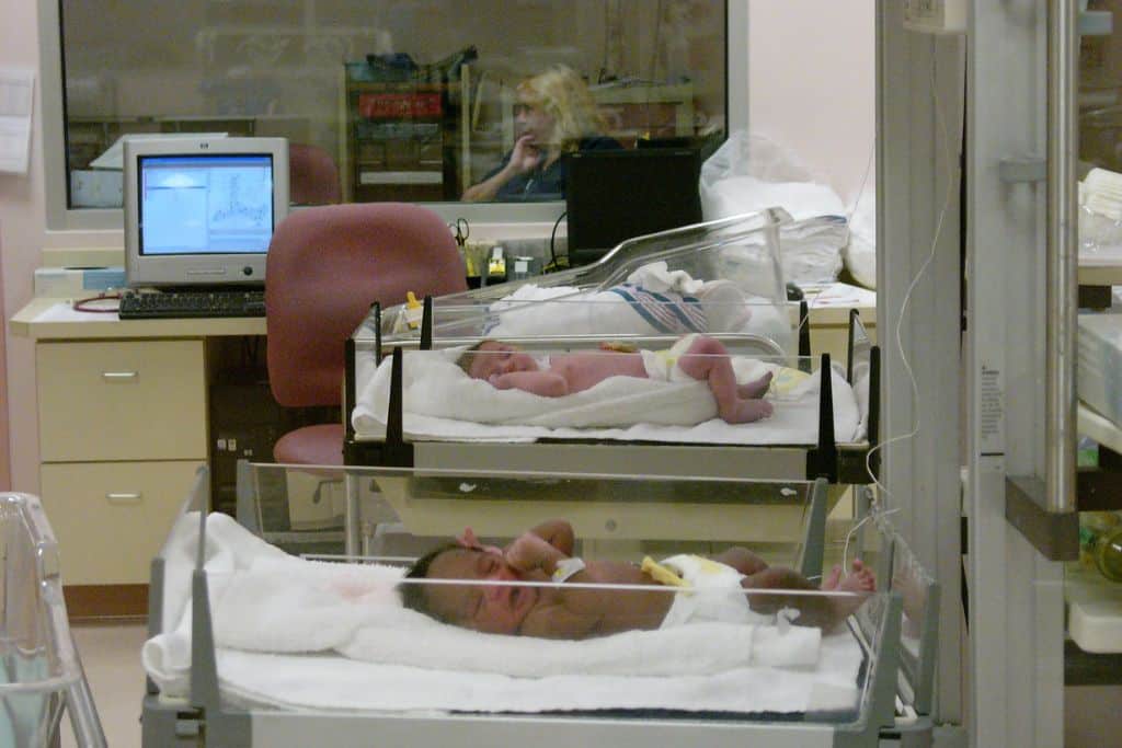 Newborns in a hospital.