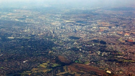 Johannesburg aerial, looking towards the east.